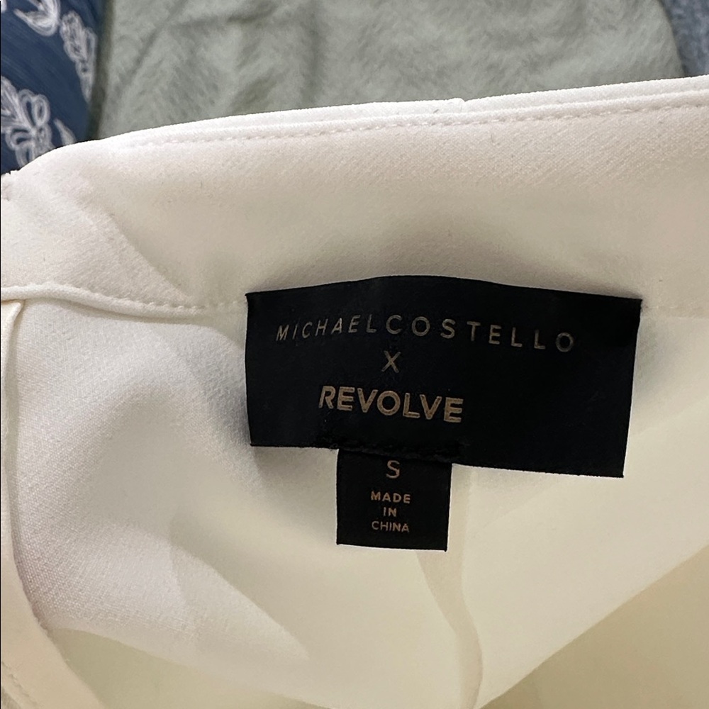 REVOLVE ivory long sleeve plunging neckline, ruffled skirt, backless mini dress - Picture 9 of 9
